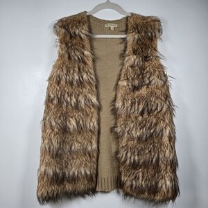 Love On A Hanger Faux Fur Hairy Fuzzy Knit Sweater Vest Size Large
